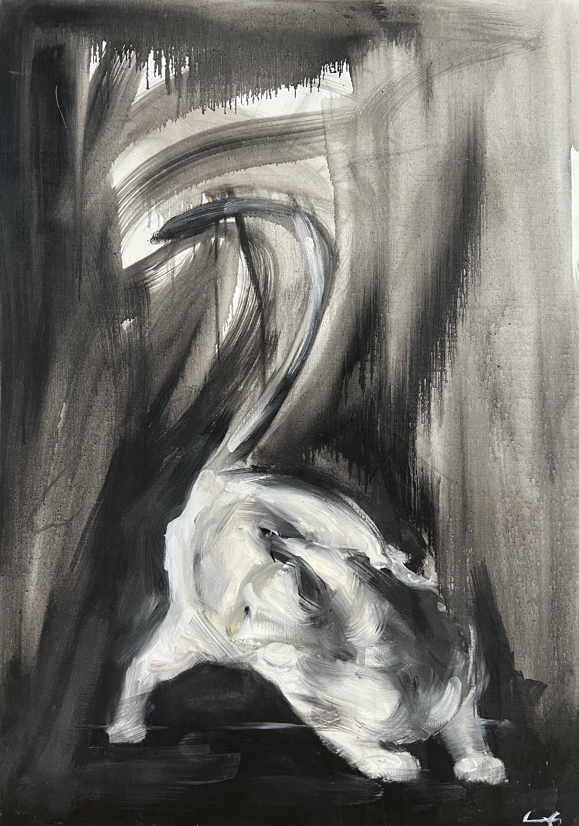 Chat Noir et Blanc - Peinture de Christine Gauche